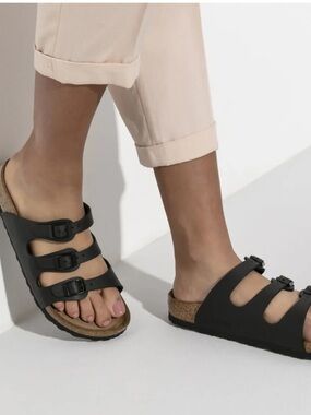 Birkenstock Florida women size 5 Black Triple-Buckle Cork Footbed Sandals